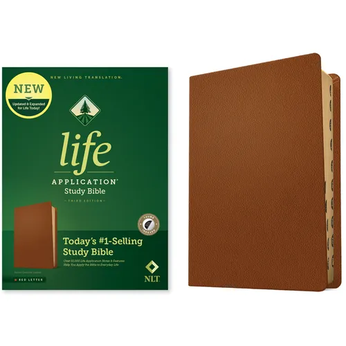 NLT Life Application Study Bible, Third Edition (Genuine Leather, Brown, Indexed, Red Letter) - Leather