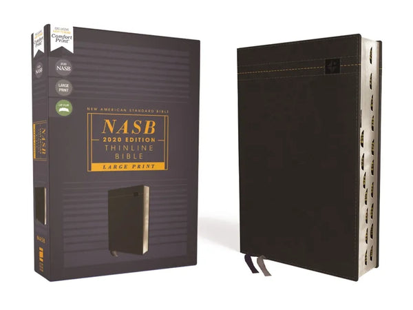 Nasb, Thinline Bible, Large Print, Leathersoft, Black, Red Letter Edition, 2020 Text, Thumb Indexed, Comfort Print - Imitation Leather