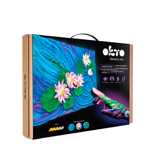 OKTO Sensory Art 3D Painting “Water Lilies” – 11.8” x 15.7” Canvas Kit