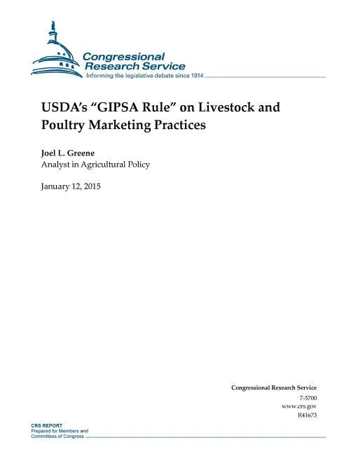USDA's "GIPSA Rule" on Livestock and Poultry Marketing Practices - Paperback