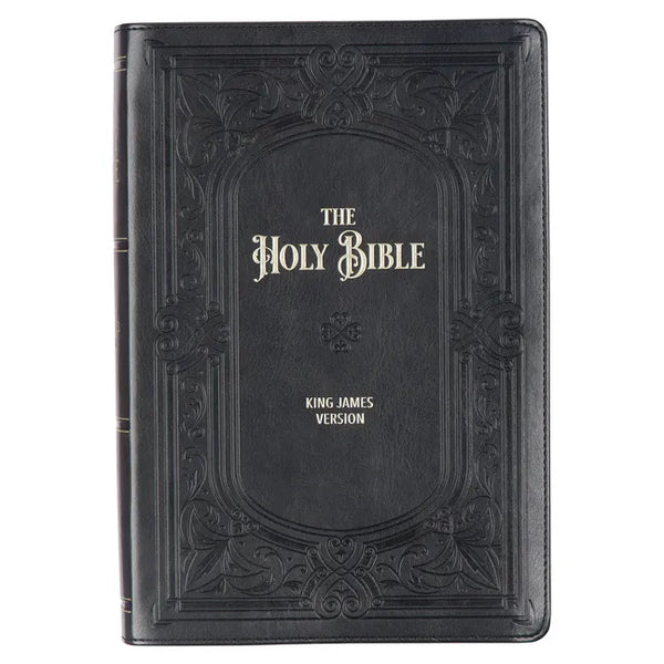 KJV Holy Bible, Giant Print Full-Size Faux Leather Red Letter Edition - Thumb Index & Ribbon Marker, King James Version, Midnight Blue - Leather
