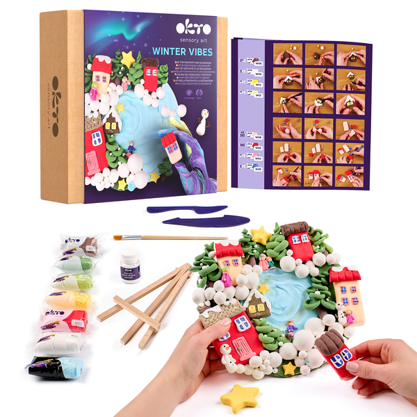 OKTO Air-Dry Clay 3D Painting Kit – 3D Winter Vibes (11.4 x 11.4 in)