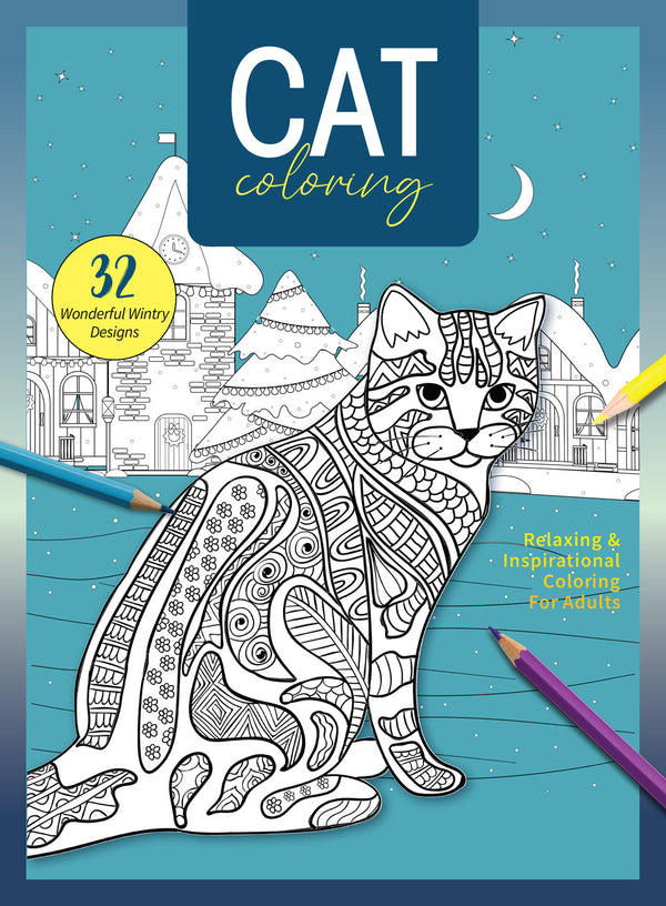 Cat Coloring - 32 Winter Themed Designs, Kitties Sleeping, Playing, Posing, Relaxing, Inspiration, Adult Coloring Book, Unleash Your Inner Artist, Boost Creativity, Unwind, Unplug, De-Stress & Draw!