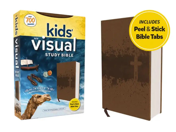 Niv, Kids' Visual Study Bible, Leathersoft, Bronze, Full Color Interior, Peel/Stick Bible Tabs: Explore the Story of the Bible---People, Places, and H - Imitation Leather