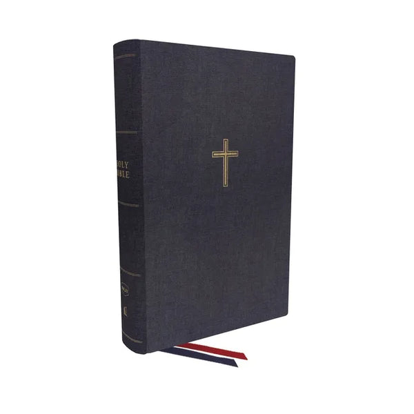 Nkjv, Single-Column Wide-Margin Reference Bible, Cloth Over Board, Blue, Red Letter, Comfort Print: Holy Bible, New King James Version - Hardcover