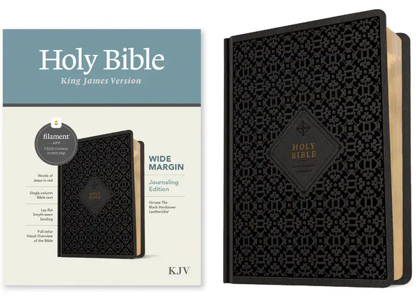 KJV Wide Margin Bible, Filament Enabled (Hardcover Leatherlike, Ornate Tile Black, Red Letter) - Imitation Leather