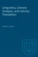 Linguistics, Literary Analysis, and Literary Translation - Paperback