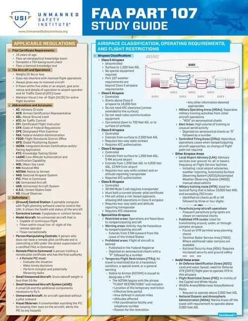 FAA Part 107 Drone Study Guide: A Quickstudy Laminated Reference Guide