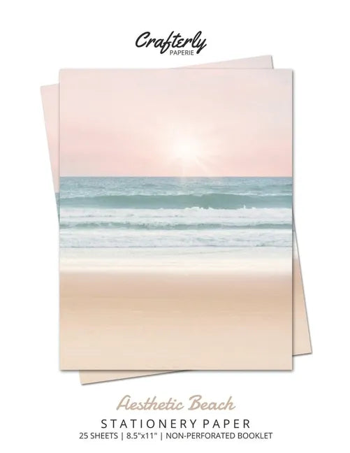 Aesthetic Beach Stationery Paper: Cute Letter Writing Paper for Home, Office, Letterhead Design, 25 Sheets - Paperback