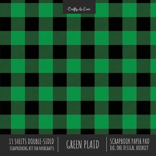 Green Plaid Scrapbook Paper Pad 8x8 Decorative Scrapbooking Kit for Cardmaking Gifts, DIY Crafts, Printmaking, Papercrafts, Check Pattern Designer Pap - Paperback