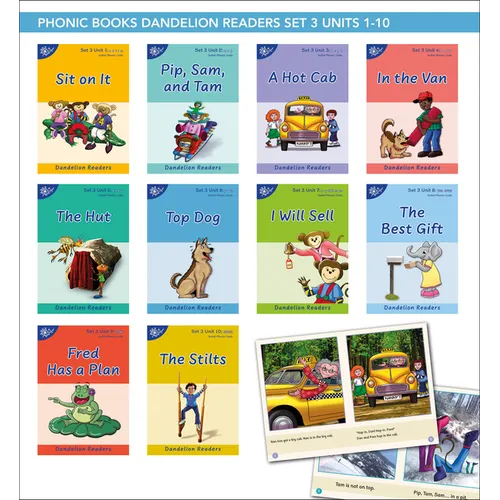 Phonic Books Dandelion Readers Set 3 Units 1-10 Sit on It (Alphabet Code Blending 4 and 5 Sound Words): Decodable Books for Beginner Readers Alphabet - Paperback