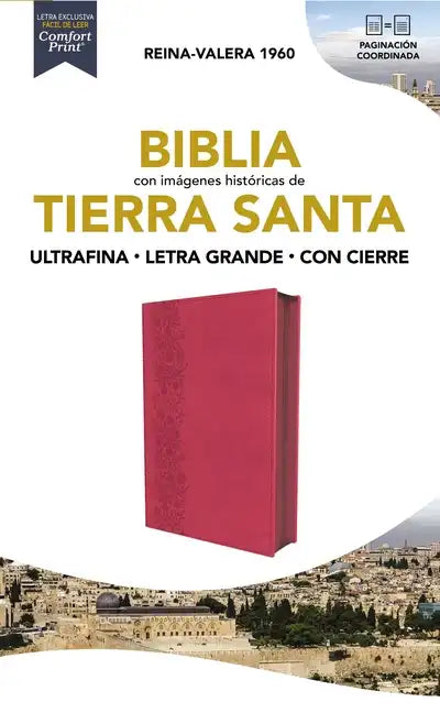 Rvr60, Santa Biblia, Tierra Santa, Ultrafina, Letra Grande, Leathersoft, Fucsia, Con Cierre, Palabras de Jesús En Rojo, Comfort Print - Imitation Leather
