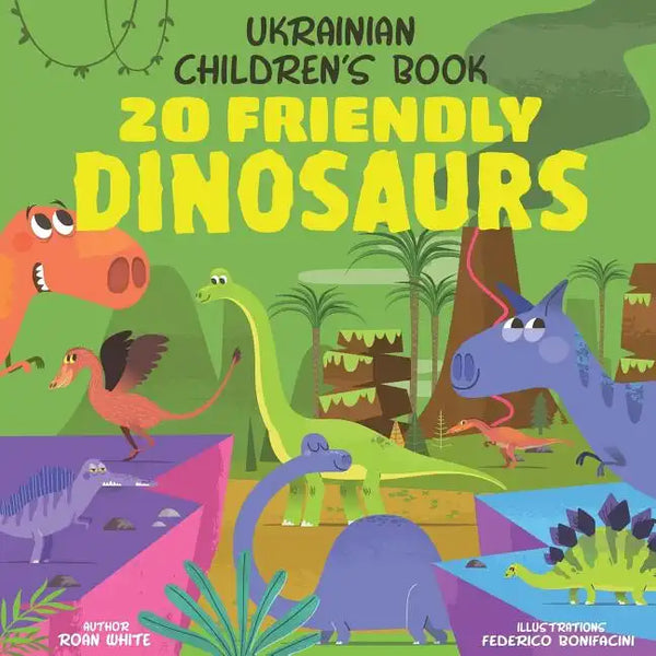 Ukrainian Children's Book: 20 Friendly Dinosaurs - Paperback