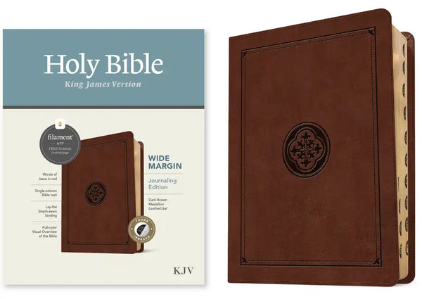 KJV Wide Margin Bible, Filament Enabled (Leatherlike, Dark Brown Medallion, Indexed, Red Letter) - Imitation Leather