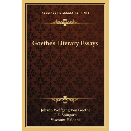 Goethe's Literary Essays - Paperback