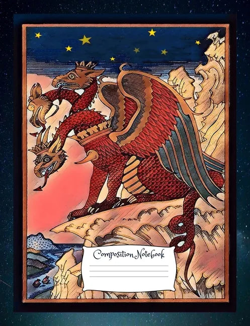 Dragon Composition Notebook: Standard size vintage fantasy art cover composition notebook / Journal 150 lined college ruled pages, serpent medieval - Paperback