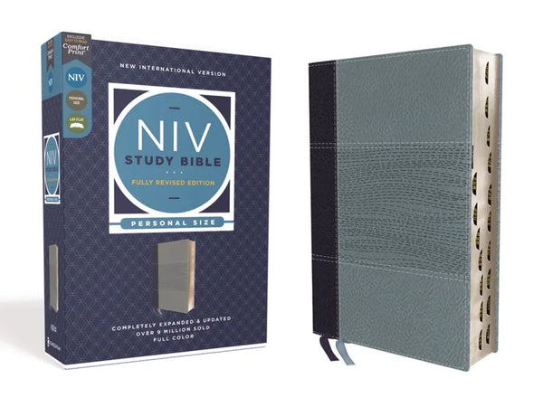 NIV Study Bible, Fully Revised Edition, Personal Size, Leathersoft, Navy/Blue, Red Letter, Thumb Indexed, Comfort Print - Imitation Leather