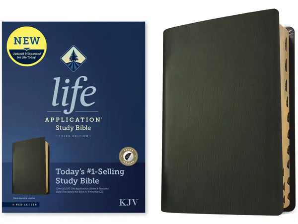 KJV Life Application Study Bible, Third Edition (Genuine Leather, Black, Indexed, Red Letter) - Leather