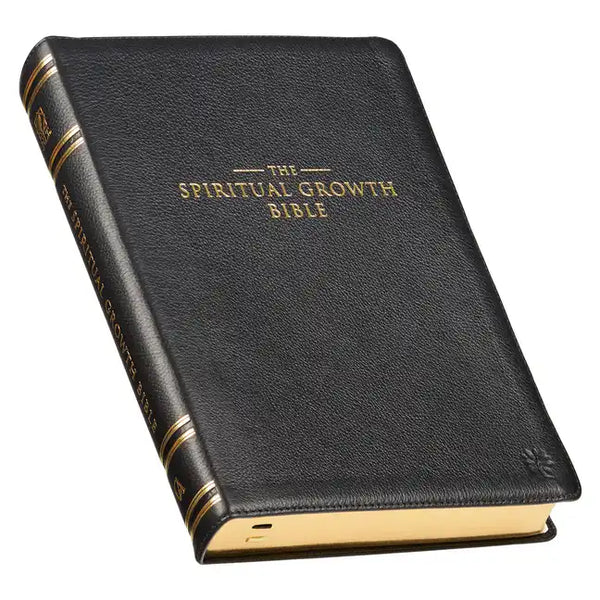 The Spiritual Growth Bible, Study Bible, NLT - New Living Translation Holy Bible, Premium Full Grain Leather, Black - Leather