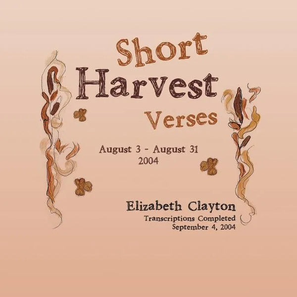 Short Harvest: Verses - Paperback