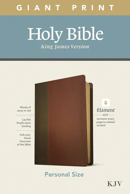 KJV Personal Size Giant Print Bible, Filament Enabled Edition (Leatherlike, Brown/Mahogany) - Imitation Leather