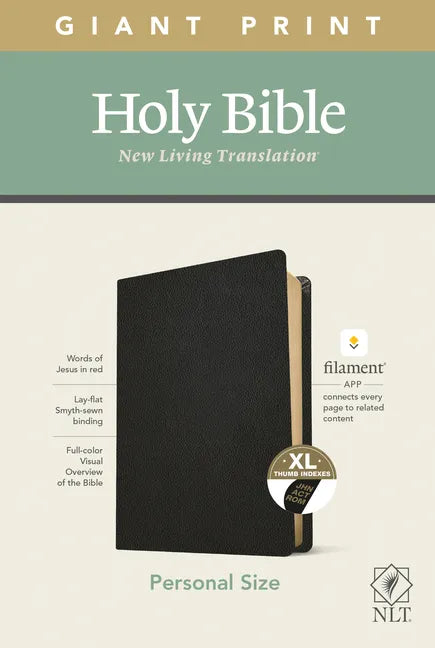 NLT Personal Size Giant Print Bible, Filament Enabled Edition (Red Letter, Genuine Leather, Black, Indexed) - Leather