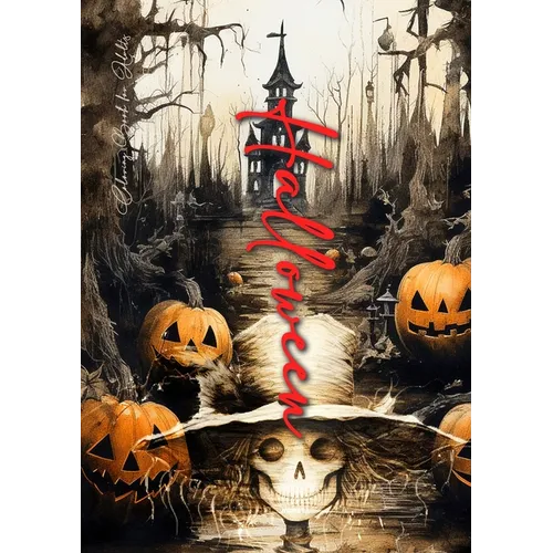 Halloween Coloring Book for Adults: Halloween Coloring Book Grayscale Scarecrows, Pumpkins, Sugar Skulls, Dia de los Muertos - A4 - Paperback