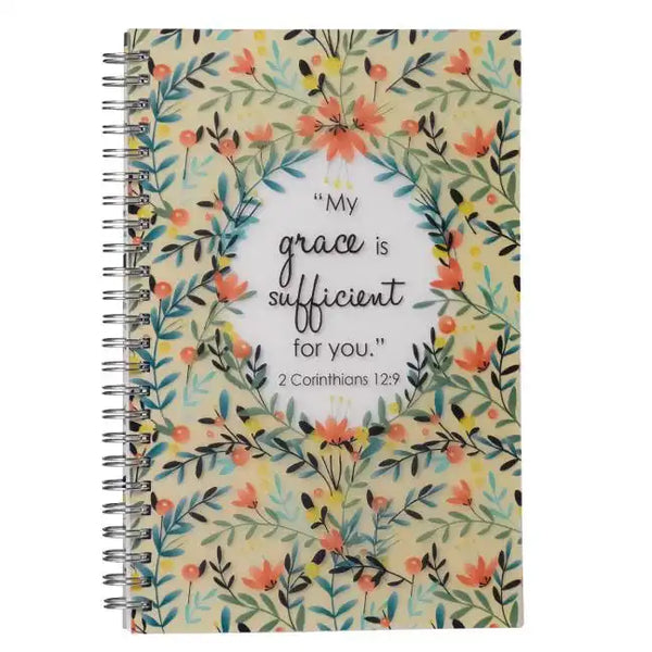 My Grace Is Sufficient Wirebound Notebook for Women - 2 Corinthians 12:9 Bible Verse - Spiral