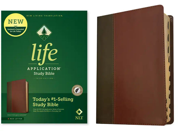 NLT Life Application Study Bible, Third Edition (Red Letter, Leatherlike, Brown/Tan, Indexed) - Imitation Leather