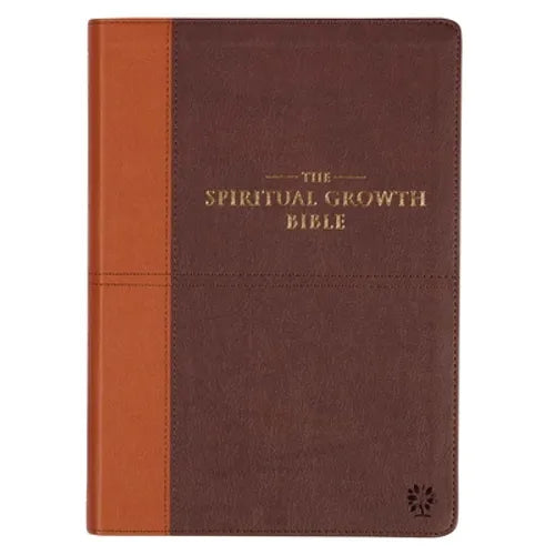 The Spiritual Growth Bible, Study Bible, NLT - New Living Translation Holy Bible, Faux Leather, Chocolate Brown/Ginger - Leather