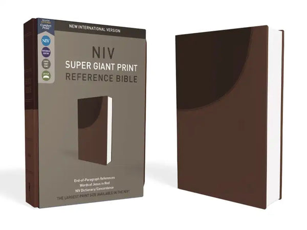 NIV, Super Giant Print Reference Bible, Imitation Leather, Brown, Red Letter Edition - Imitation Leather