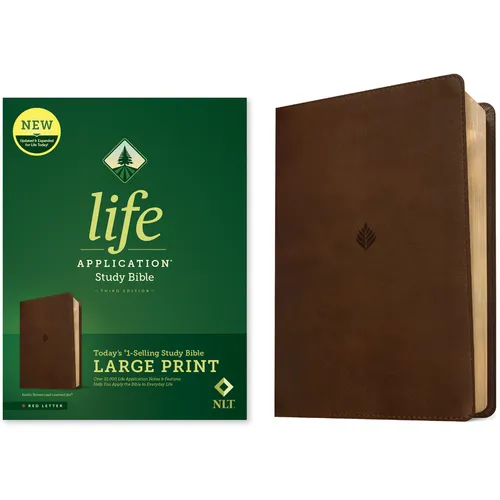 NLT Life Application Study Bible, Third Edition, Large Print (Leatherlike, Rustic Brown Leaf, Red Letter) - Imitation Leather