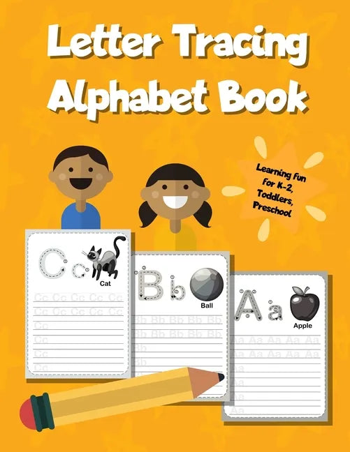 Letter Tracing Alphabet Book: ABC Learning Workbook for Kids - Toddlers, Preschool, K-2 - Orange - Paperback