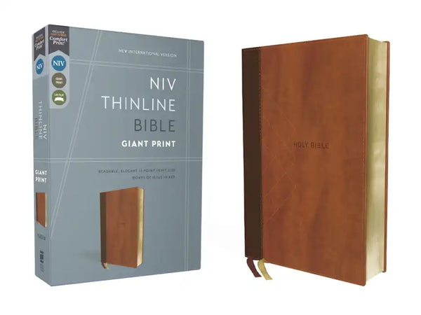 Niv, Thinline Bible, Giant Print, Leathersoft, Brown, Red Letter, Comfort Print - Imitation Leather