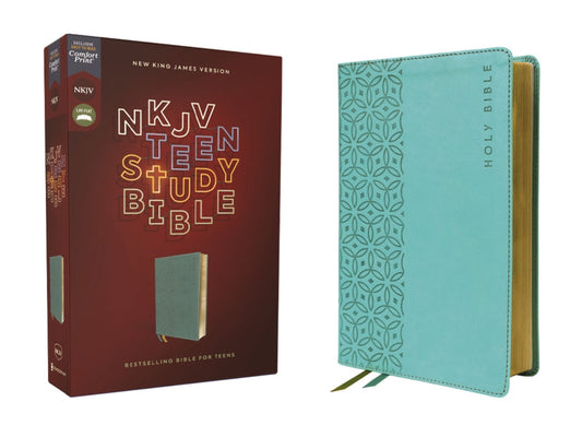 NKJV Teen Study Bible Leathersoft teal cover with gold-edged pages and Comfort Print typeface