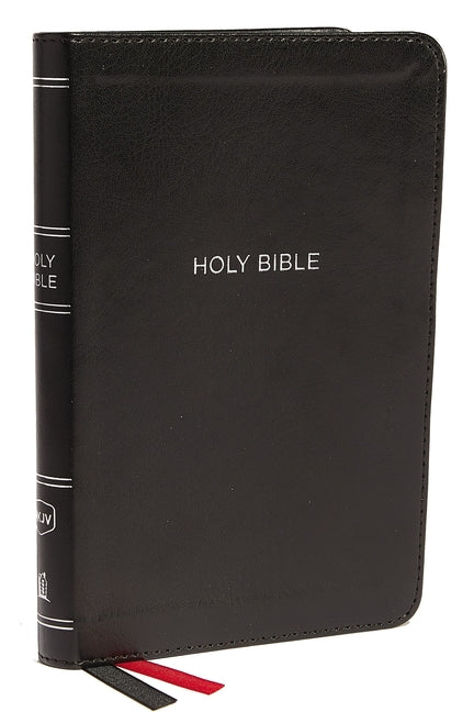 Compact black imitation leather NKJV Thinline Bible with red letter edition and ribbon markers