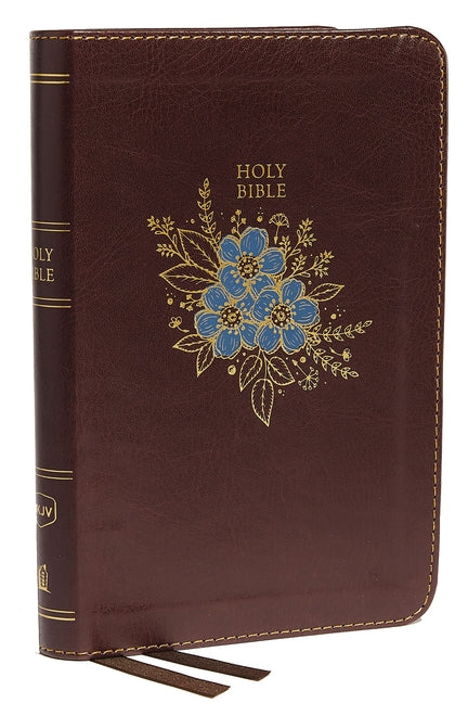 NKJV Thinline Bible compact burgundy imitation leather cover with floral design and red letter edition