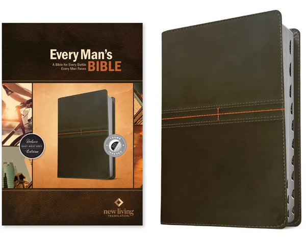 Every Man's Bible NLT (Leatherlike, East-West Grey, Indexed) - Imitation Leather
