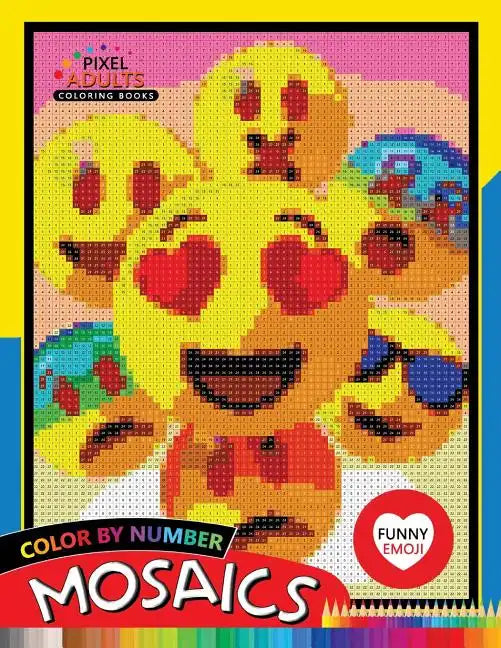 Funny Emoji Mosaic: Pixel Adults Coloring Books Color by Number - Paperback