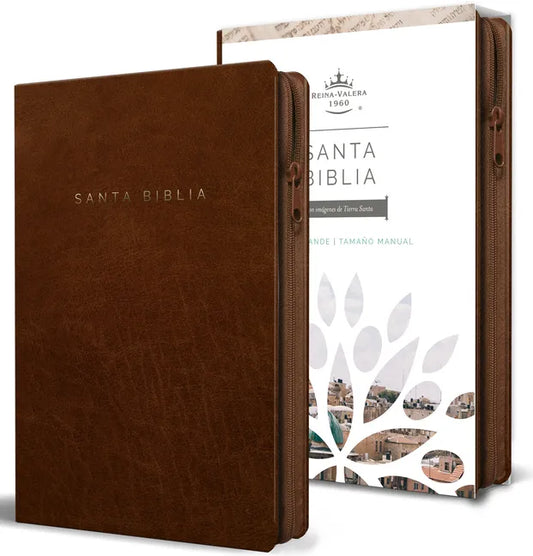 Biblia Reina Valera 1960 Letra Grande. Símil Piel Canela, Cremallera, Tamaño Manual / Spanish Bible Rvr 1960. Handy Size, Large Print, Leathersoft, Br - Paperback
