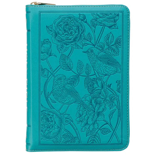 KJV Bible Compact Bible Faux Leather Teal W/Zipper - Leather