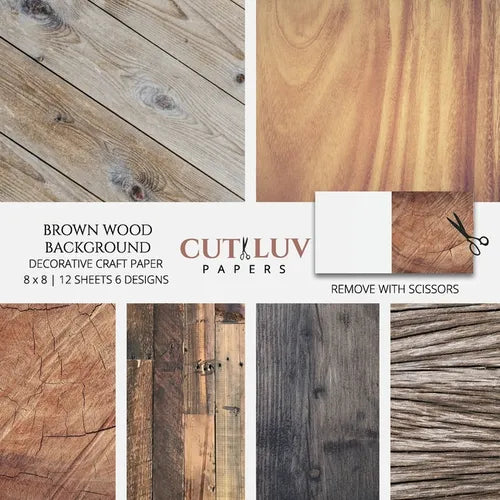 Brown Wood Background Decorative Craft Paper: Scrapbooking Pages Design Paper for Printmaking, Collage, Papercrafts, Cardmaking, DIY Crafts - Paperback
