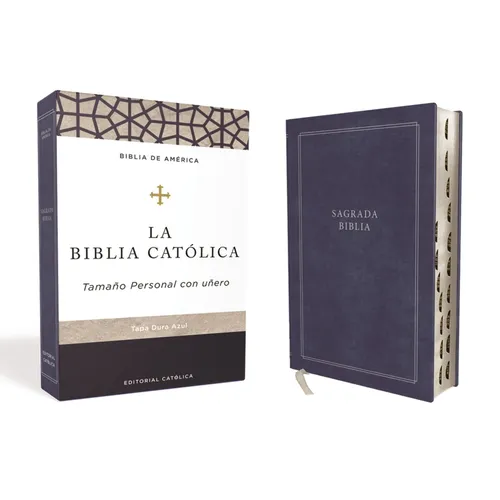 Biblia Católica, Tamaño Personal, Tapa Dura, Azul, Con Índice, Comfort Print - Hardcover