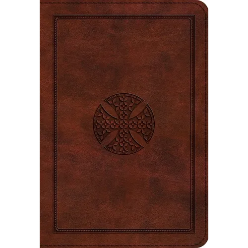 ESV Large Print Compact Bible (Trutone, Brown, Mosaic Cross Design) - Imitation Leather