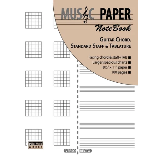 MUSIC PAPER NoteBook - Guitar Chord, Standard Staff & Tablature - Paperback