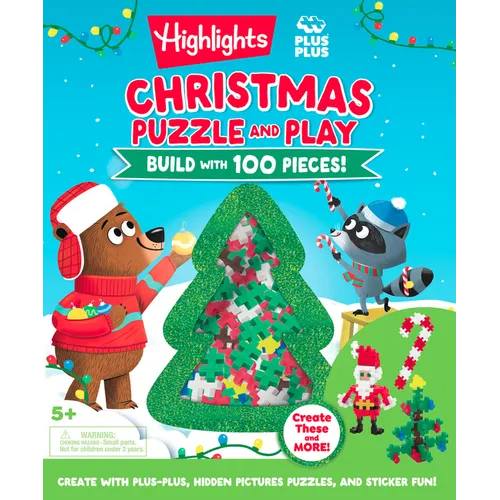 Christmas Puzzle and Play: Build with 100 Pieces!: Holiday Set with Hidden Objects and Plus-Plus Building Blocks for Kids Ages 5 and Up - Hardcover
