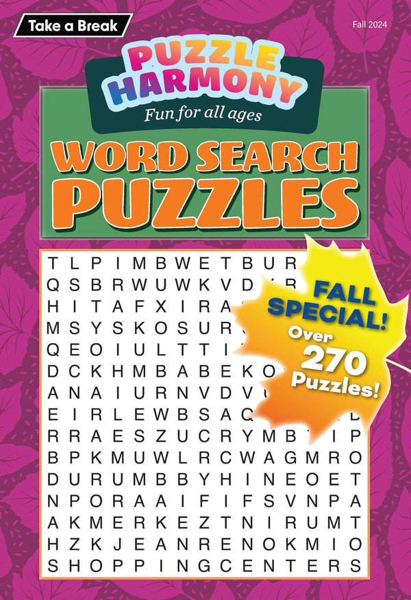 Puzzle Harmony - Word Search Fall Special: 270+ Puzzles, Activity Book, Fun For All Ages, Brain Challenges, Relax, Unwind, Unplug, De-Stress, Recharge, Reduce Anxiety, Take A Break & Solve!