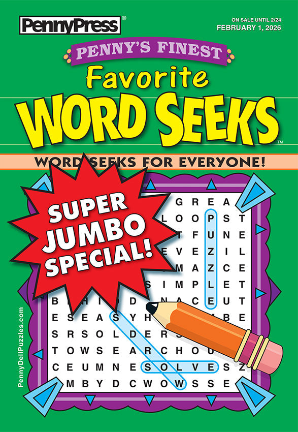 Penny Press - Finest Favorite Word Seeks: February 2026, Super Jumbo Special, Keep Your Brain Sharp With Fun, Relaxing Puzzles, Designed For All Skill Levels, A Great Way To Unwind & More!