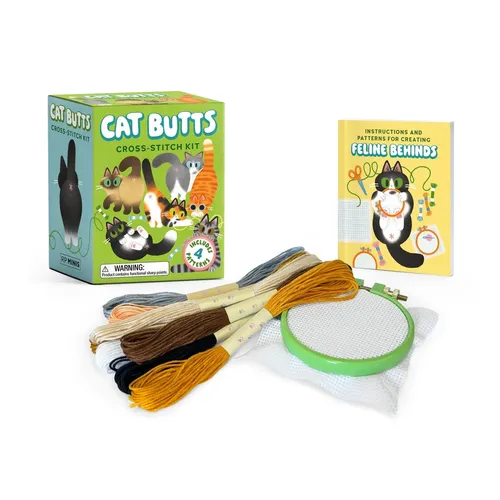 Cat Butts Cross-Stitch Kit: Includes 4 Patterns - Paperback