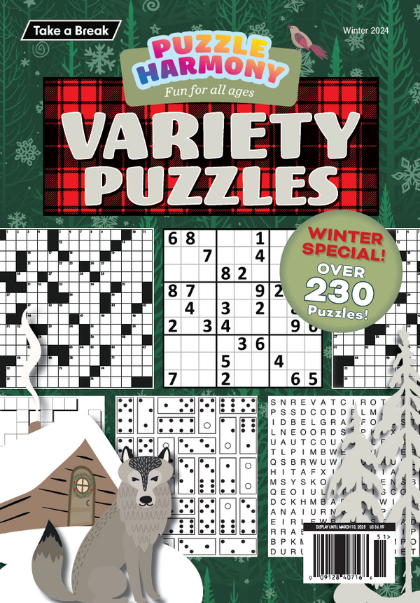 Puzzle Harmony - Variety Puzzles Winter Special: 230+ Puzzles, Holiday Themed Full-Sized Book, All Ages, Crossword, Sudoku, Dominoes, Word Search, Relax, Unwind, Unplug, De-Stress, Sit Back & Solve!
